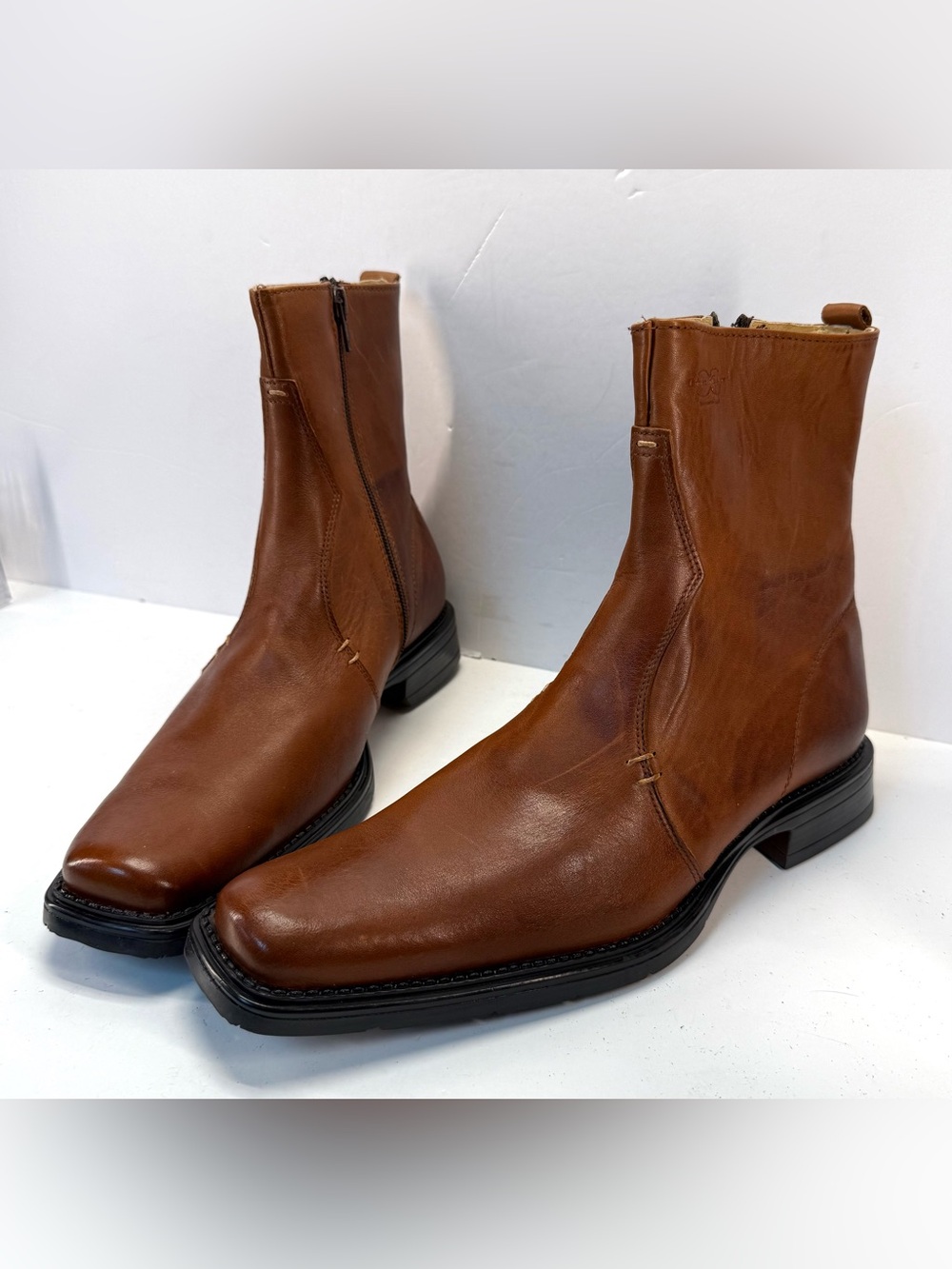 Christian Gallery Men's Mexico made Brown Leather Zip Ankle Boots size 8.5